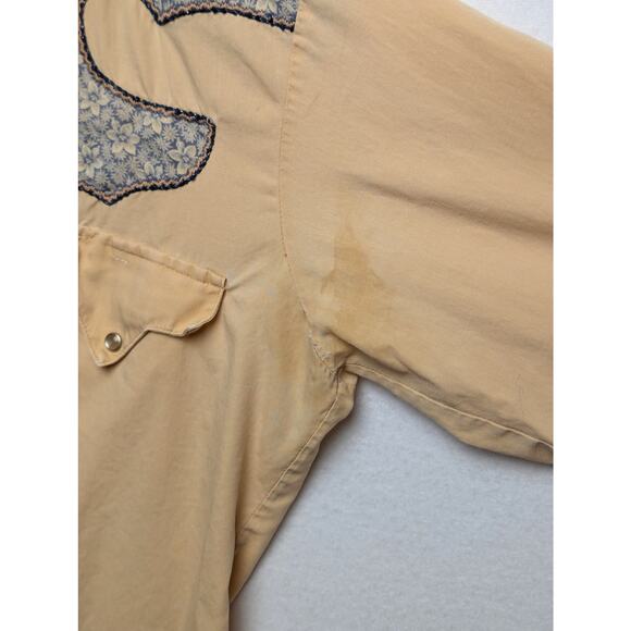 Vintage Unbranded Peach and Blue Western Shirt Size S(?) - Picture 7 of 11